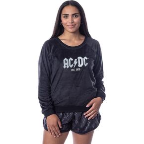 INTIMO AC/DC Womens' Classic Logo Symbol Sweater and Shorts Sleep Pajama Set