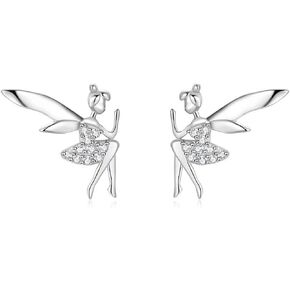 Fairy Stud Earrings 925 Silver Fashion Personality Trendy Ear Studs Gifts for Girls and Women