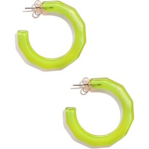 ZENZII Colorful Resin Acrylic Textured Flat Hoop Earring for Women Girls