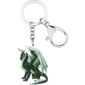 WEVENI Acrylic Alloy Dragon Keychains for Women Girls Teen Car Bag Purse Charms (Green)