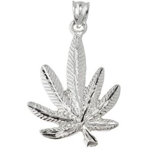 Good Luck Charms High Polish 925 Sterling Silver Pot Cannabis Charm Marijuana Leaf Charm Pendant