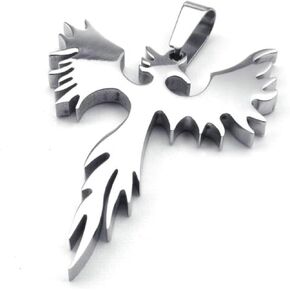 jonline24h Stainless Steel Phoenix Bird Firebird Pendant Biker Mens Necklace, 18-26 inch Chain