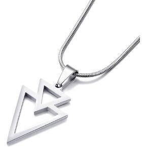MOO&LEE Geometric Pendant Necklace for Men Stainless Steel Triangle Necklace with 22 Inch Snake Chain