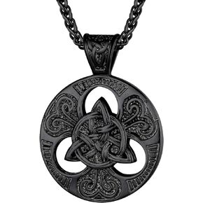 PROSTEEL Stainless Steel Celtic Knot Pendant Necklace for Men Women Trinity Viking Irish Jewelry Triquetra Necklace(with Gift Box)