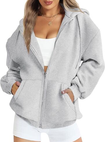 ROYLAMP 2024 Women's Oversized Zip Up Hoodies Sweatshirts Teen Girl Casual Fall Winter Drawstring Y2k Jackets with Pockets in Saudi Arabia