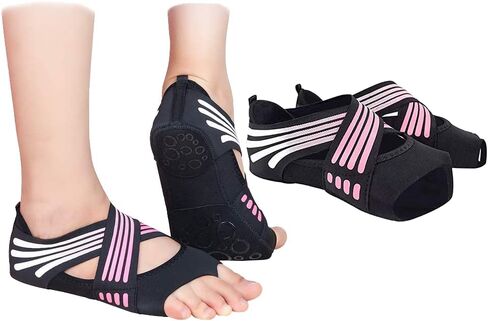 Risefit Non Slip Yoga Socks with Grip, Toeless Anti-Skid Pilates, Barre, Ballet, Bikram Workout Socks Shoes with Grips in Kuwait