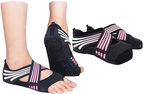 Risefit Non Slip Yoga Socks with Grip, Toeless Anti-Skid Pilates, Barre, Ballet, Bikram Workout Socks Shoes with Grips in Kuwait