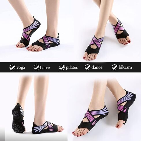 Risefit Non Slip Yoga Socks with Grip, Toeless Anti-Skid Pilates, Barre, Ballet, Bikram Workout Socks Shoes with Grips in Kuwait