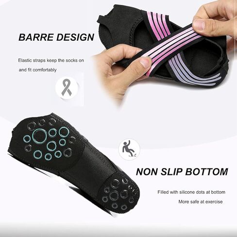 Risefit Non Slip Yoga Socks with Grip, Toeless Anti-Skid Pilates, Barre, Ballet, Bikram Workout Socks Shoes with Grips in Kuwait