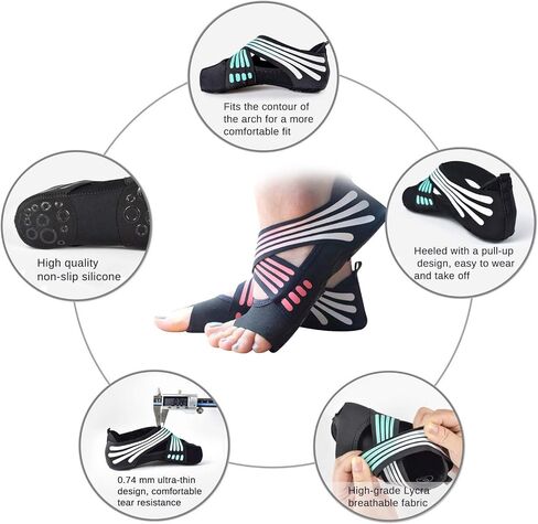 Risefit Non Slip Yoga Socks with Grip, Toeless Anti-Skid Pilates, Barre, Ballet, Bikram Workout Socks Shoes with Grips in Kuwait