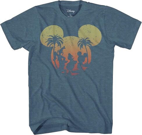 Disney Mickey Mouse Donald Duck Goofy Sunset Adult Mens Graphic T-Shirt in Saudi Arabia