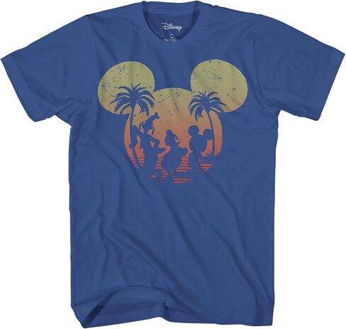 Disney Mickey Mouse Donald Duck Goofy Sunset Adult Mens Graphic T-Shirt in Saudi Arabia