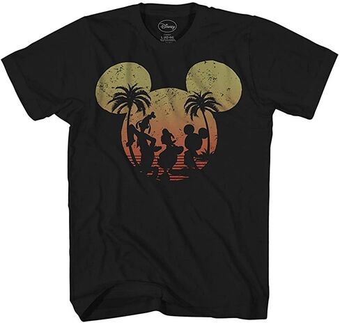 Disney Mickey Mouse Donald Duck Goofy Sunset Adult Mens Graphic T-Shirt in Saudi Arabia