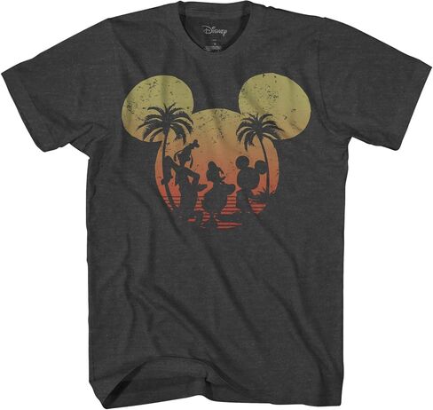 Disney Mickey Mouse Donald Duck Goofy Sunset Adult Mens Graphic T-Shirt in Saudi Arabia