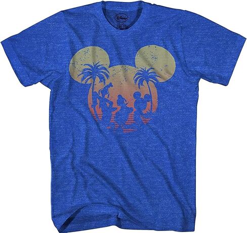 Disney Mickey Mouse Donald Duck Goofy Sunset Adult Mens Graphic T-Shirt in Saudi Arabia