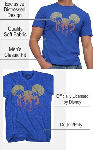 Disney Mickey Mouse Donald Duck Goofy Sunset Adult Mens Graphic T-Shirt in Saudi Arabia