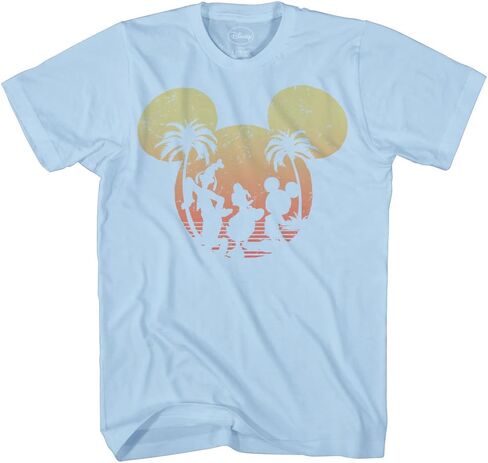 Disney Mickey Mouse Donald Duck Goofy Sunset Adult Mens Graphic T-Shirt in Saudi Arabia