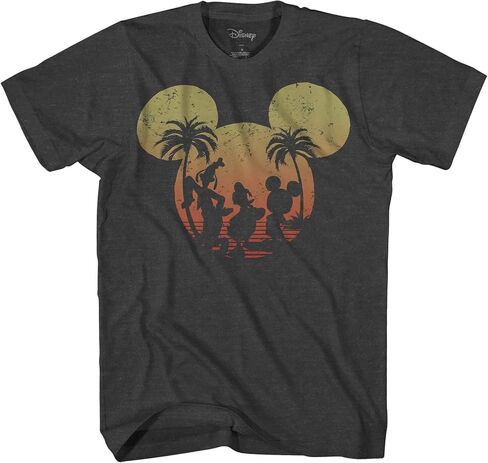 Disney Mickey Mouse Donald Duck Goofy Sunset Adult Mens Graphic T-Shirt in Saudi Arabia