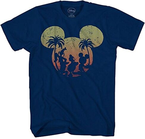 Disney Mickey Mouse Donald Duck Goofy Sunset Adult Mens Graphic T-Shirt in Saudi Arabia