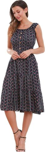 SIMPLY COUTURE Women's Plus Size Casual Black Pink Flamingo Pattern Style Sleeveless A-Line Dress in Saudi Arabia
