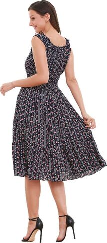 SIMPLY COUTURE Women's Plus Size Casual Black Pink Flamingo Pattern Style Sleeveless A-Line Dress in Saudi Arabia