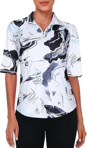 Viracy Half Sleeve Womens Golf Polo Shirts 1/4 Zip Up Moisture Wicking Running Workout Tops in Saudi Arabia