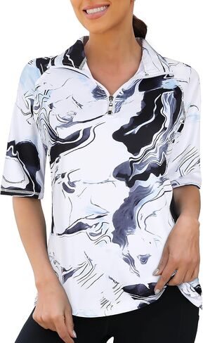 Viracy Half Sleeve Womens Golf Polo Shirts 1/4 Zip Up Moisture Wicking Running Workout Tops in Saudi Arabia