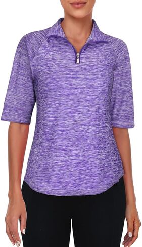 Viracy Half Sleeve Womens Golf Polo Shirts 1/4 Zip Up Moisture Wicking Running Workout Tops in Saudi Arabia