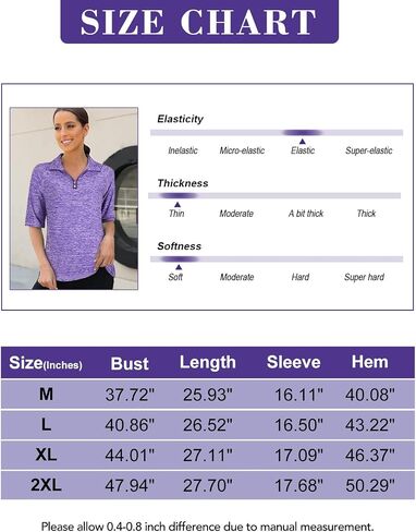 Viracy Half Sleeve Womens Golf Polo Shirts 1/4 Zip Up Moisture Wicking Running Workout Tops in Saudi Arabia