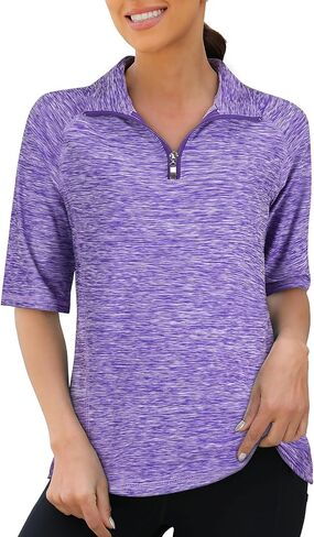 Viracy Half Sleeve Womens Golf Polo Shirts 1/4 Zip Up Moisture Wicking Running Workout Tops in Saudi Arabia