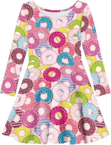Spring Autumn Long Sleeve Round Neck Pullover Midi Girls Dresses Personalized Pattern Formal Loose Fit Dress for Girls in Saudi Arabia