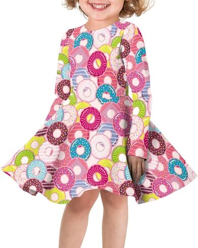 Spring Autumn Long Sleeve Round Neck Pullover Midi Girls Dresses Personalized Pattern Formal Loose Fit Dress for Girls in Saudi Arabia