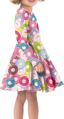 Spring Autumn Long Sleeve Round Neck Pullover Midi Girls Dresses Personalized Pattern Formal Loose Fit Dress for Girls in Saudi Arabia