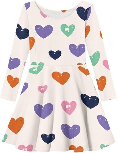 Spring Autumn Long Sleeve Round Neck Pullover Midi Girls Dresses Personalized Pattern Formal Loose Fit Dress for Girls in Saudi Arabia