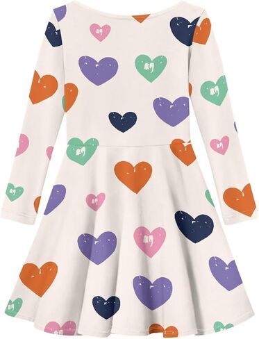 Spring Autumn Long Sleeve Round Neck Pullover Midi Girls Dresses Personalized Pattern Formal Loose Fit Dress for Girls in Saudi Arabia