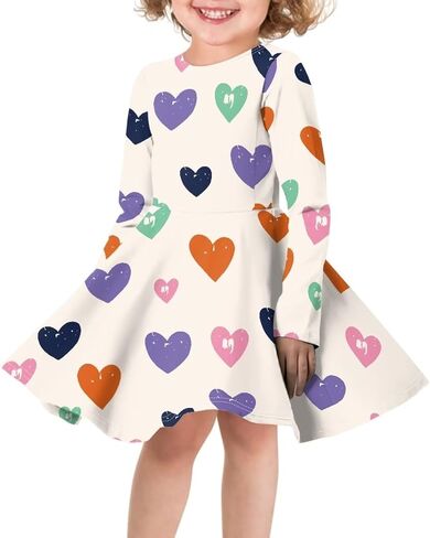 Spring Autumn Long Sleeve Round Neck Pullover Midi Girls Dresses Personalized Pattern Formal Loose Fit Dress for Girls in Saudi Arabia