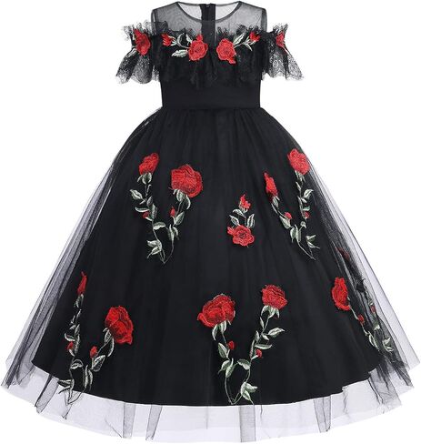 Girls Dress Pageant Princess Flower Dresses for Kids Embroidery Boho Wrap Lace Wedding Bridesmaid Puffy Long Communion Gown in Saudi Arabia