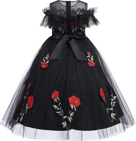 Girls Dress Pageant Princess Flower Dresses for Kids Embroidery Boho Wrap Lace Wedding Bridesmaid Puffy Long Communion Gown in Saudi Arabia