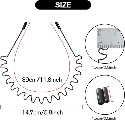 عصابات شعر معدنية للرجال من يومواكان، عبوتان من شريط راس اسود مموج للربيع الرياضة، عصابات راس مرنة غير قابلة للانزلاق عصرية للجنسين مشابك شعر طوق اكسسوارات in Kuwait
