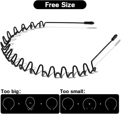 عصابات شعر معدنية للرجال من يومواكان، عبوتان من شريط راس اسود مموج للربيع الرياضة، عصابات راس مرنة غير قابلة للانزلاق عصرية للجنسين مشابك شعر طوق اكسسوارات in Kuwait