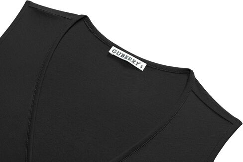 GUBERRY Women's Deep V Neck Sleeveless Unique Cross Wrap Sexy Slim Fit Tops in Kuwait