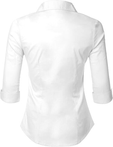 LE3NO قمصان عمل كاجوال برقبة على شكل حرف V وأكمام 3/4 للسيدات بتصميم رفيع وممدد in Kuwait