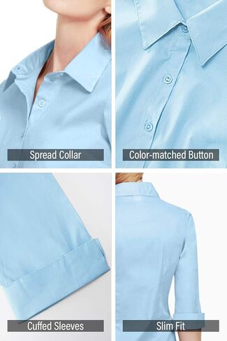 LE3NO قمصان عمل كاجوال برقبة على شكل حرف V وأكمام 3/4 للسيدات بتصميم رفيع وممدد in Kuwait