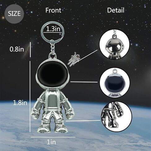 WINUSD Astronaut Keychains , 4pcs Alloy Key Chains Men Creative Gift for Office Backpack Purse Charm Keychains（Black Silver Gold Champagne in Kuwait
