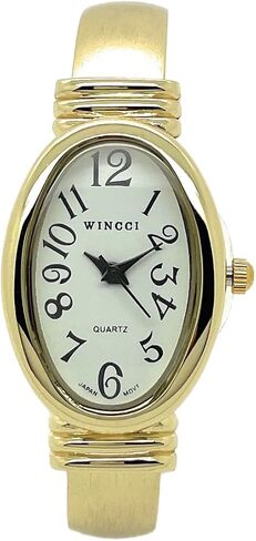 ساعة Wincci للسيدات بيضاوية الشكل بسوار معدني وسوار كوارتز تناظري أنيق بمينا أبيض مع أرقام سوداء سهلة القراءة وساعة سوداء وعقارب ثانية in Saudi Arabia