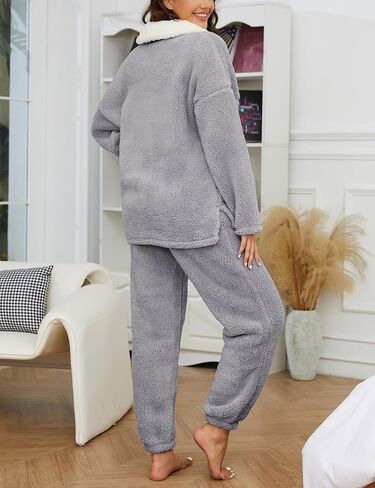 Springrain Fluffy Pajamas Set for Women Warm Fleece Pjs Set Pullover Pants Fuzzy Lounge Set in Kuwait