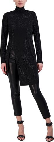 Women's Pullover Long Sleeve Crew Neck Studded Cut Out Tunic Top in Saudi Arabia