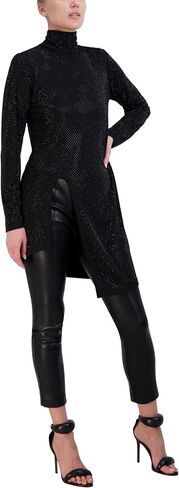 Women's Pullover Long Sleeve Crew Neck Studded Cut Out Tunic Top in Saudi Arabia