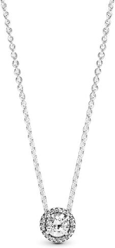 Pandora Round Sparkle Halo Necklace - Adjustable Necklace with Lobster Clasp - Jewelry for Women - Sterling Silver & Cubic Zirconia - 17.7", With Gift Box in Saudi Arabia