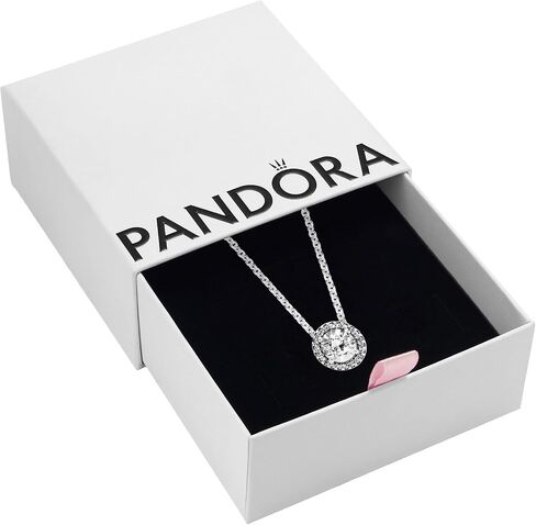 Pandora Round Sparkle Halo Necklace - Adjustable Necklace with Lobster Clasp - Jewelry for Women - Sterling Silver & Cubic Zirconia - 17.7", With Gift Box in Saudi Arabia